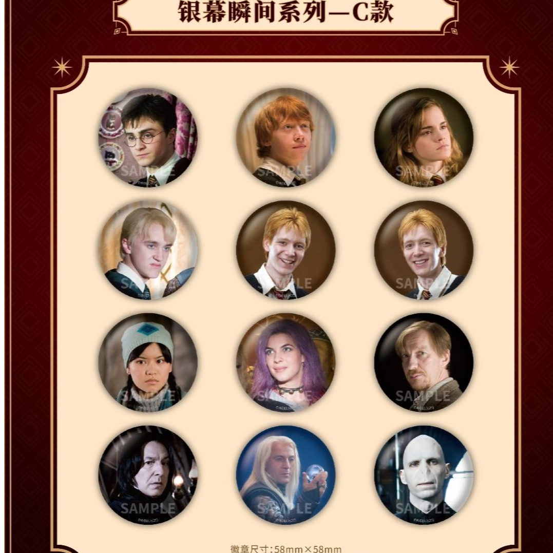 ComeFor哈利波特银幕瞬间CDE真人系列正版马口铁徽章【潮玩盲盒】