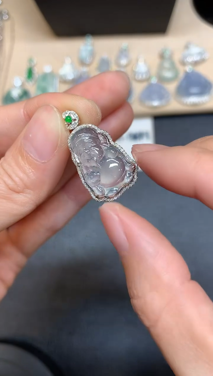 【闪购商品】翡翠吊坠(不含链)18K金镶嵌财神【无服务费