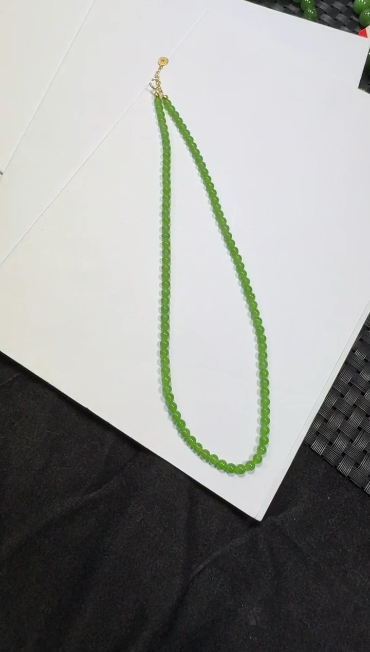 项链未镶嵌和田玉（碧玉）小米珠4m项链