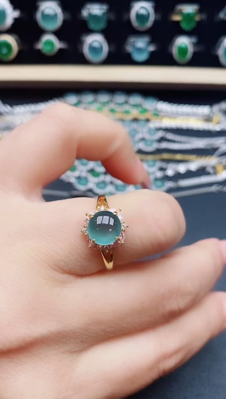 翡翠戒指银S925镶嵌321321