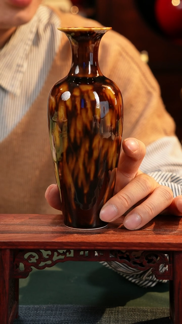 【闪购商品】摆件纯手工原创高温瓷器〖玳瑁釉〗 