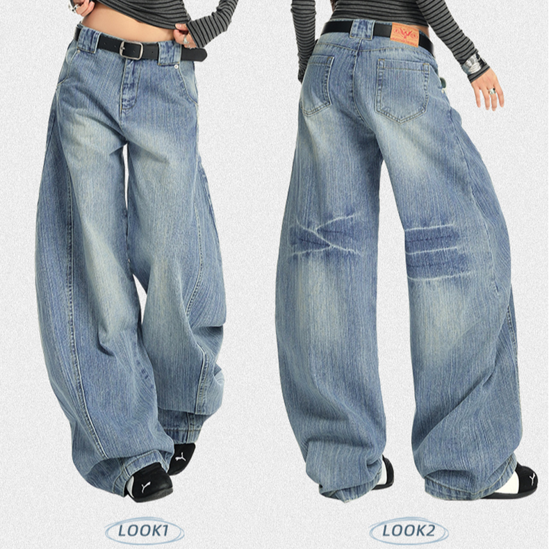 2026款阔腿裤弯刀款牛仔裤秋冬直筒高腰休闲宽腿裤牛仔高品质刀版