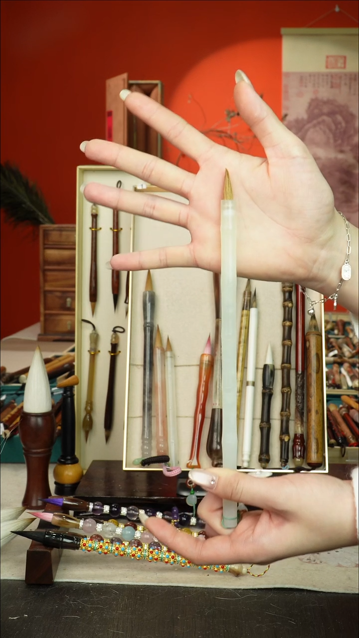 96号闪孤品高货毛笔链接 清水试笔 蘸墨不退