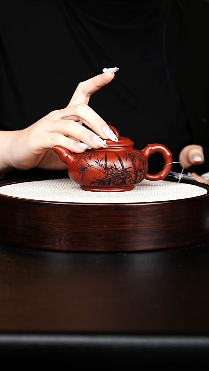 茶壶紫砂竹节壶