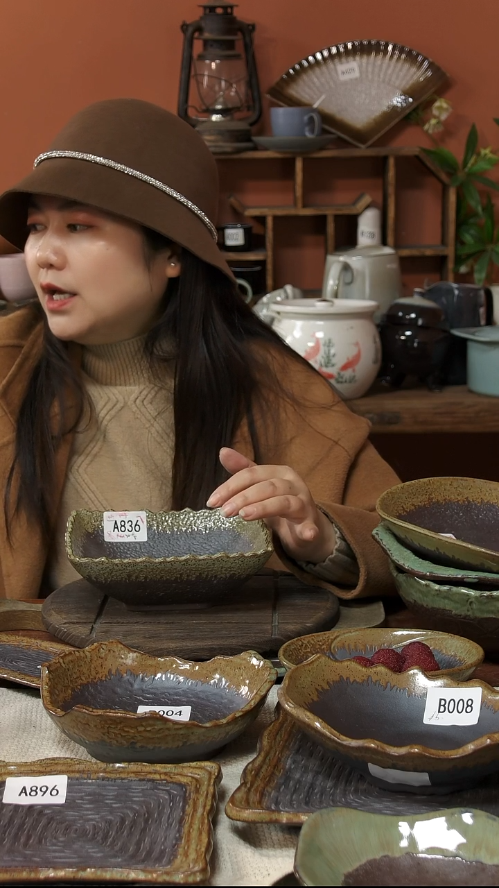 陶瓷A836 一只粗陶方碗微瑕18*6.5