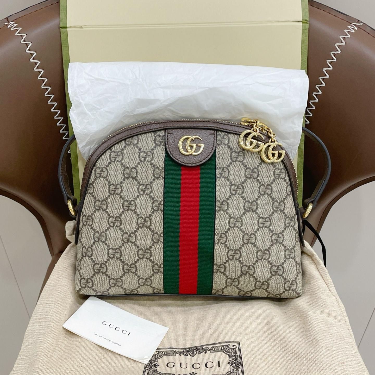 99新 GUCCI/古驰  98新Ophidia贝壳斜挎包