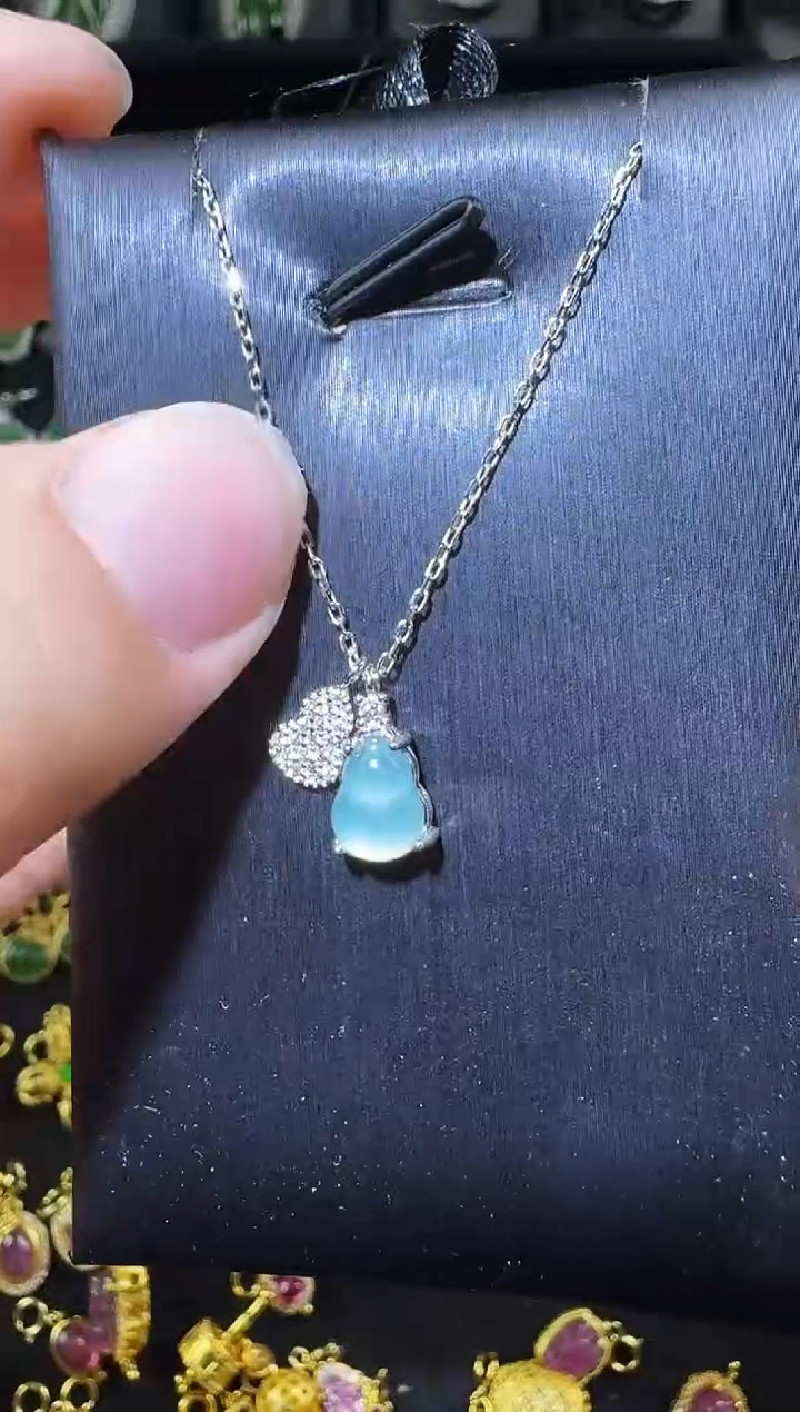 【闪购商品】翡翠项链银S925镶嵌葫芦套链