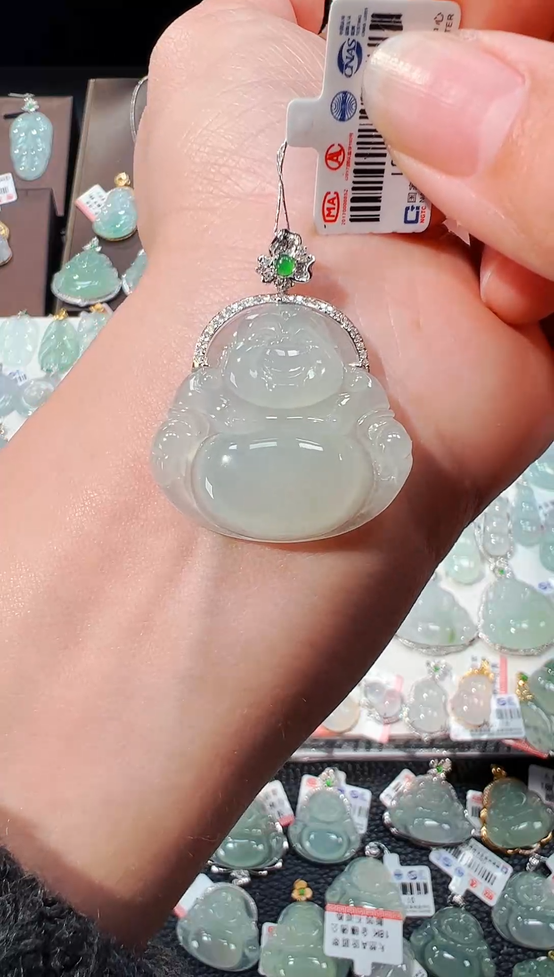 【闪购商品】翡翠吊坠(不含链)18K金镶嵌佛公吊坠113A
