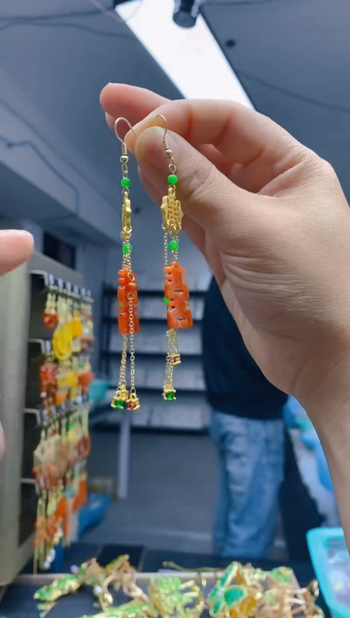 【闪购商品】翡翠耳饰合金0435翡翠耳钩