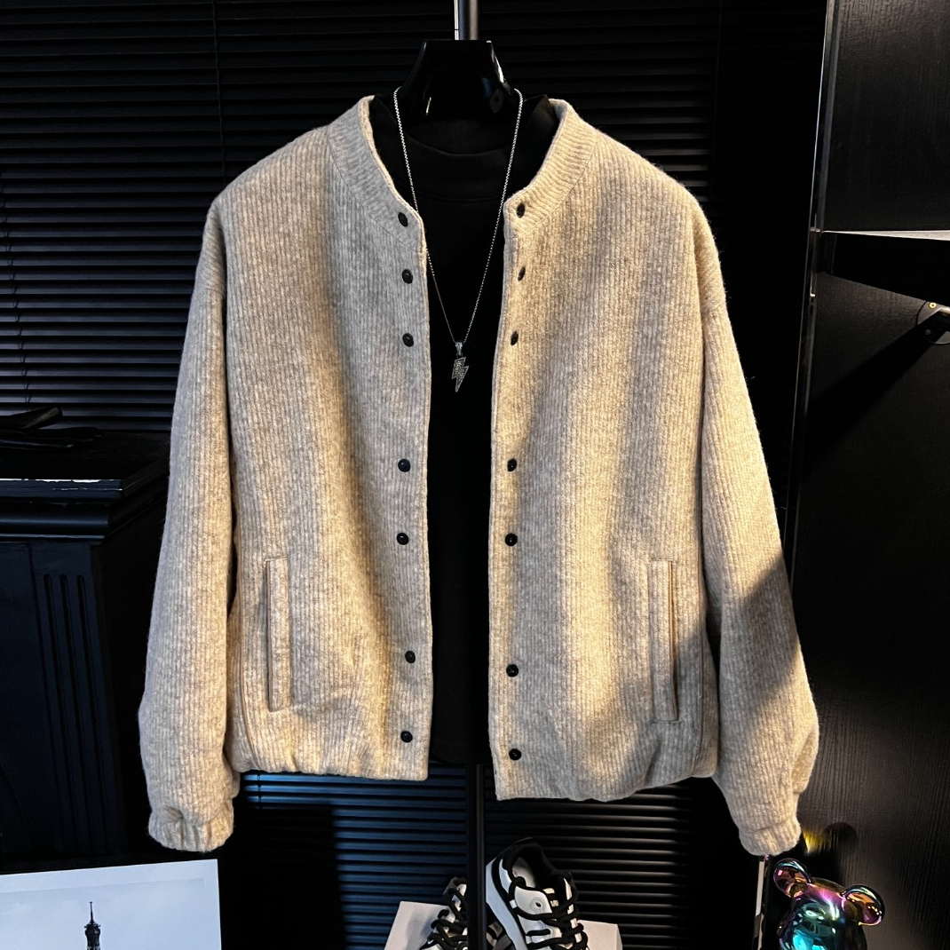 FF冬季短款男士休闲呢子保暖外套立领