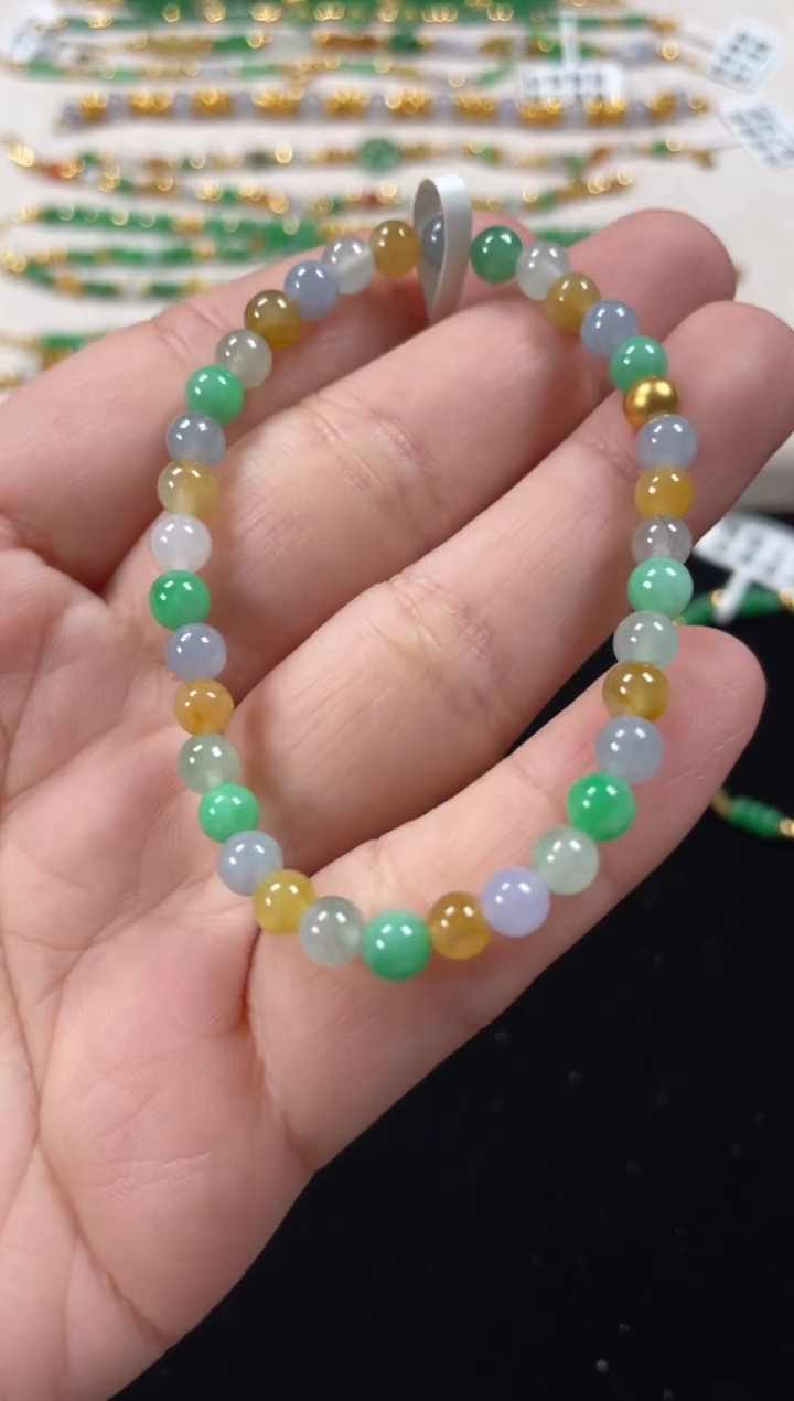 足金镶嵌手串翡翠一个  P231