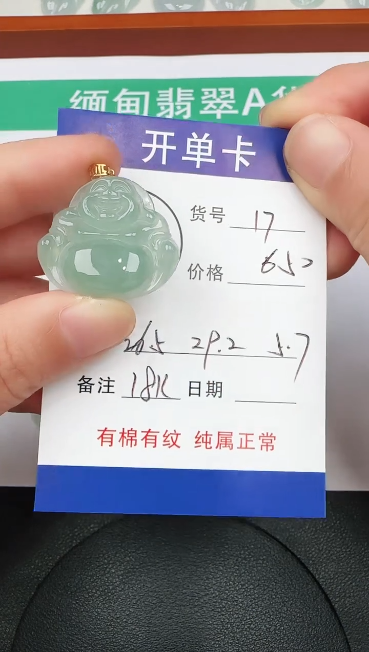 吊坠(赠链)18K金镶嵌翡翠17