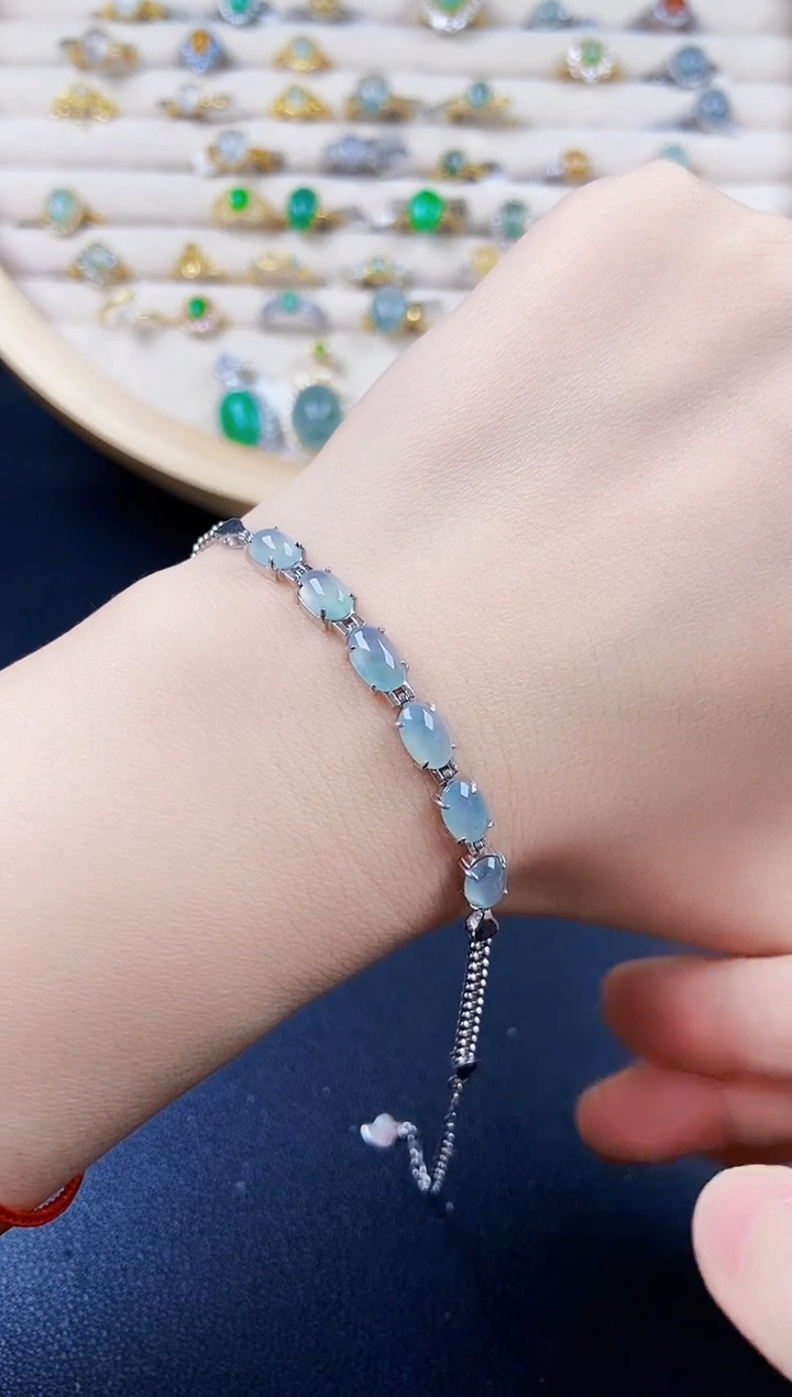 【闪购商品】翡翠手链银S925镶嵌242424111