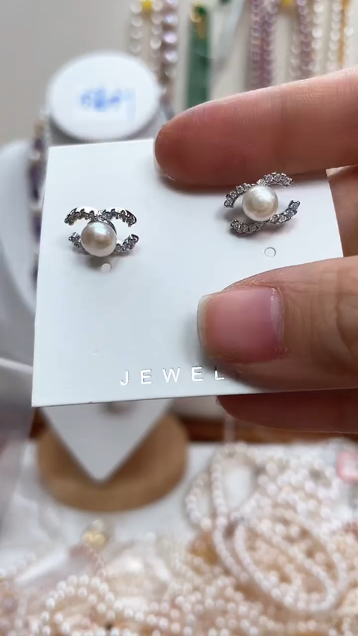 【闪购商品】淡水珍珠耳饰合金珍珠耳饰