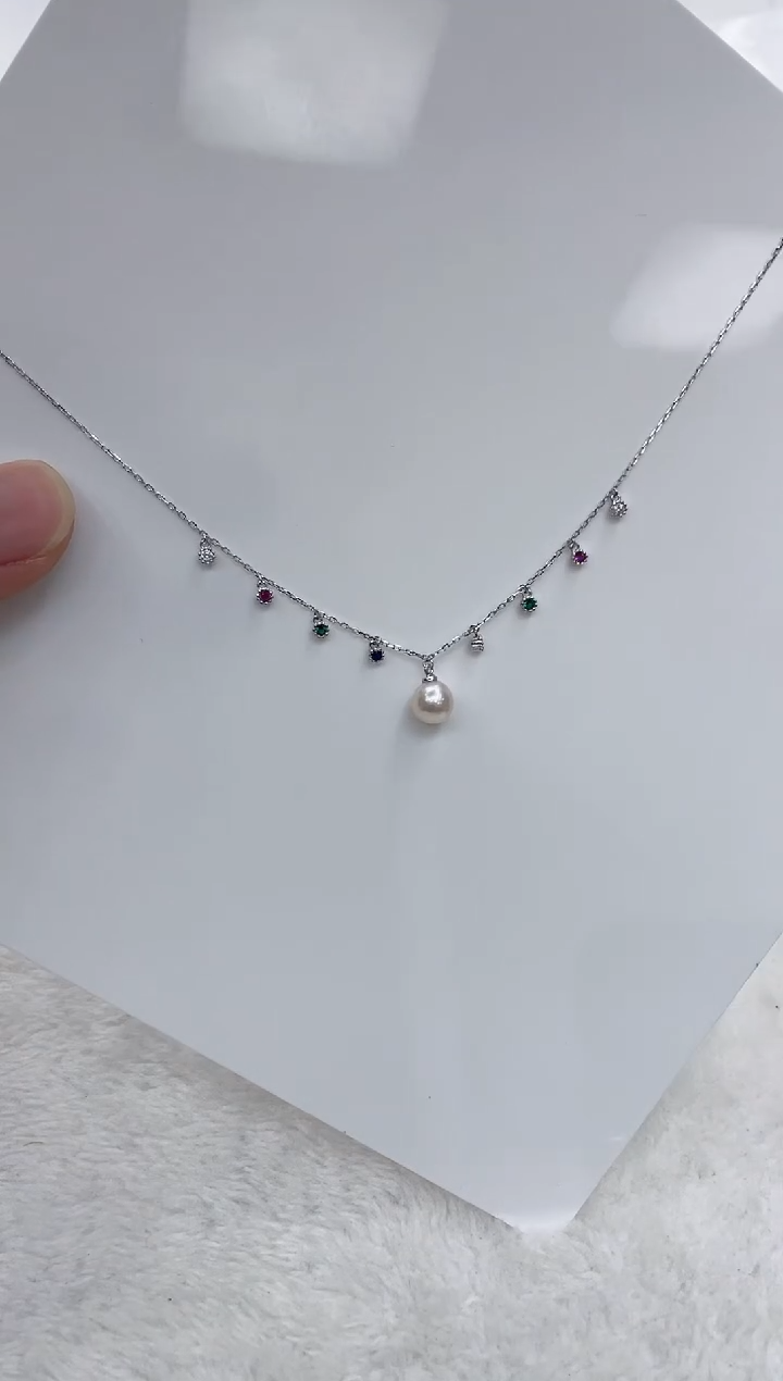 【闪购商品】海水珍珠颈饰银S925镶嵌海水珍珠项链