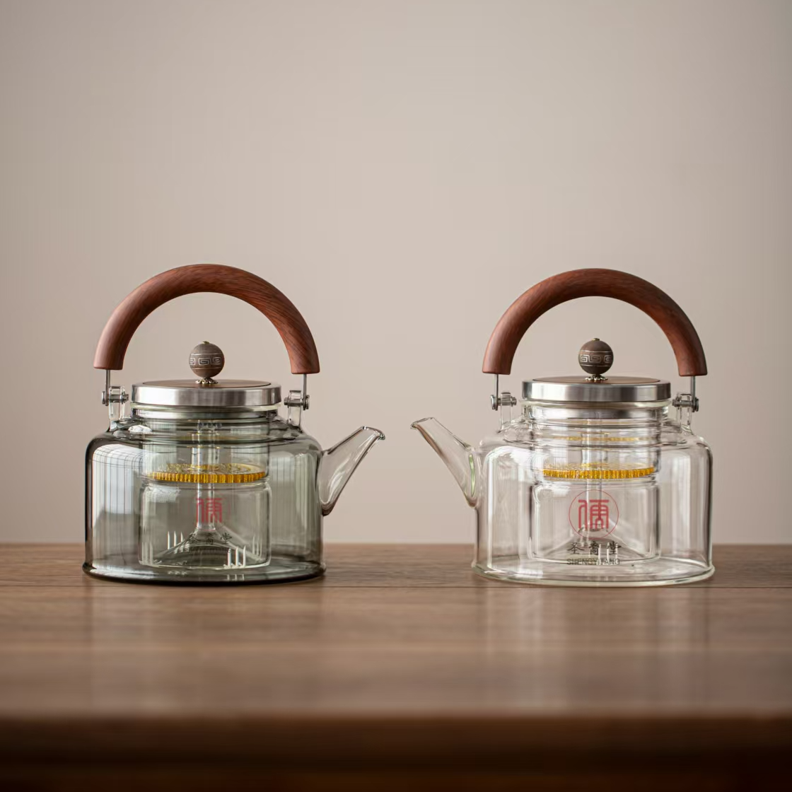 耐高温加厚玻璃煮茶壶泡茶壶提梁设计泡茶蒸煮两用家用烧水壶茶具