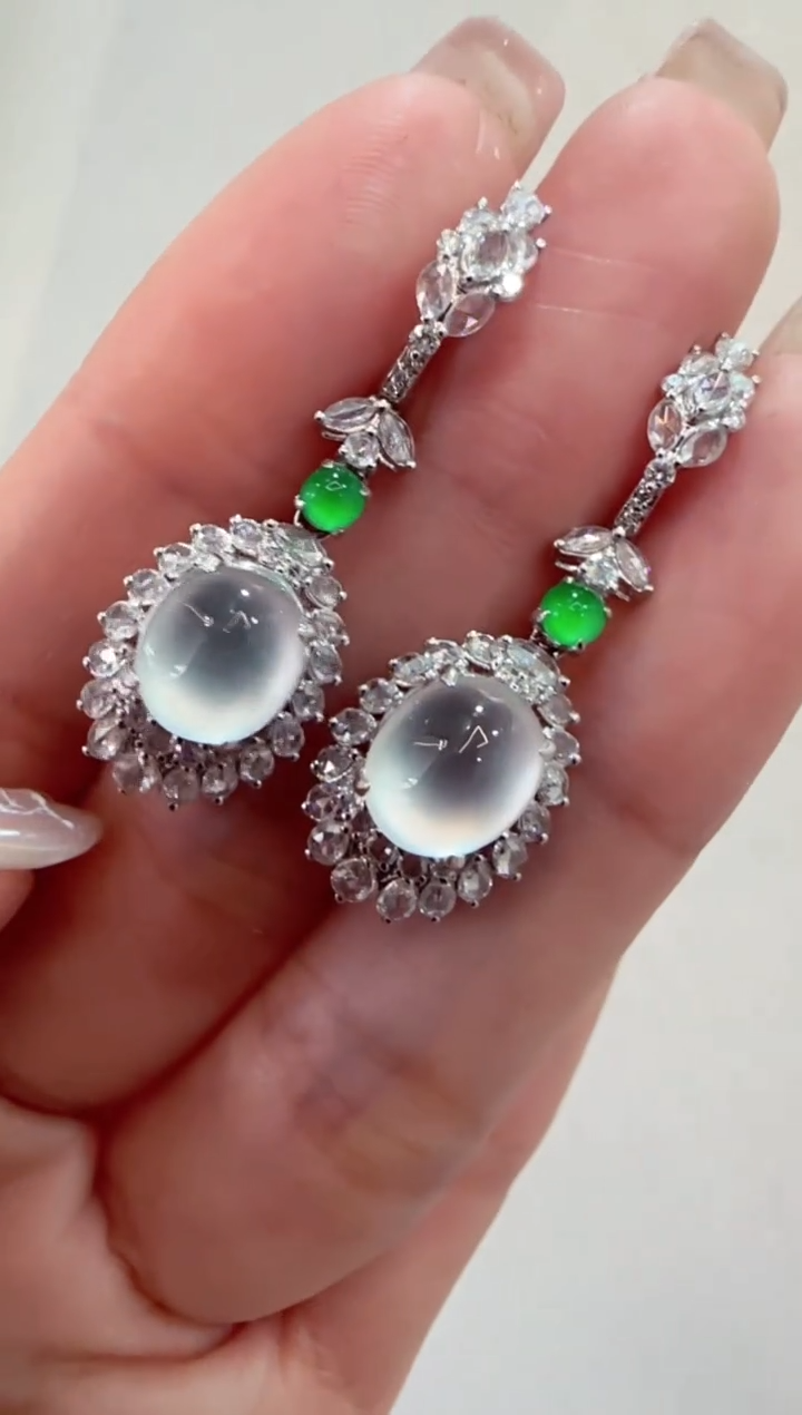 【闪购商品】翡翠耳坠18K金镶嵌耳坠