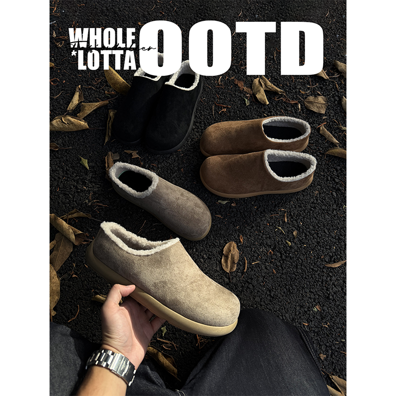 NewRockStarChoppa小土豆懒人穆勒鞋 冬季加绒勃肯鞋保暖包头拖鞋