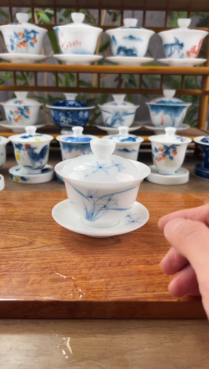 【闪购商品】微瑕高冰兰花150ml三才盖碗