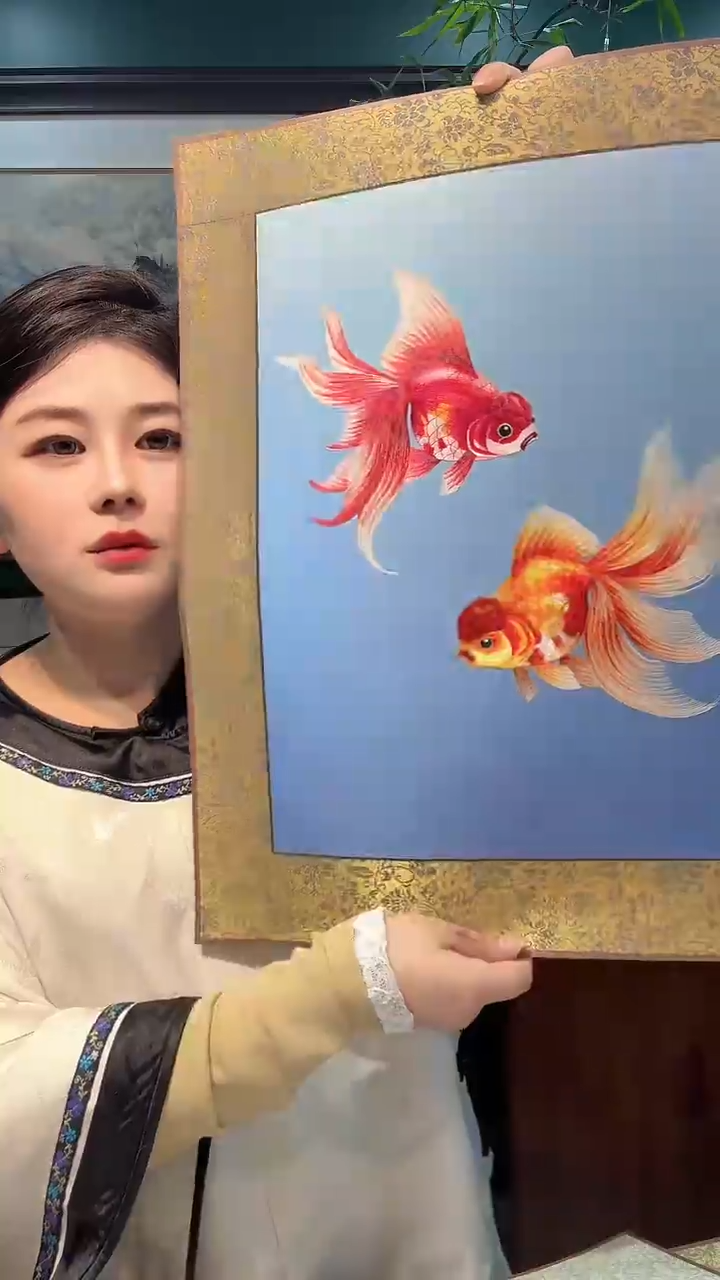 横款非遗苏绣纯手工刺绣软裱45x45