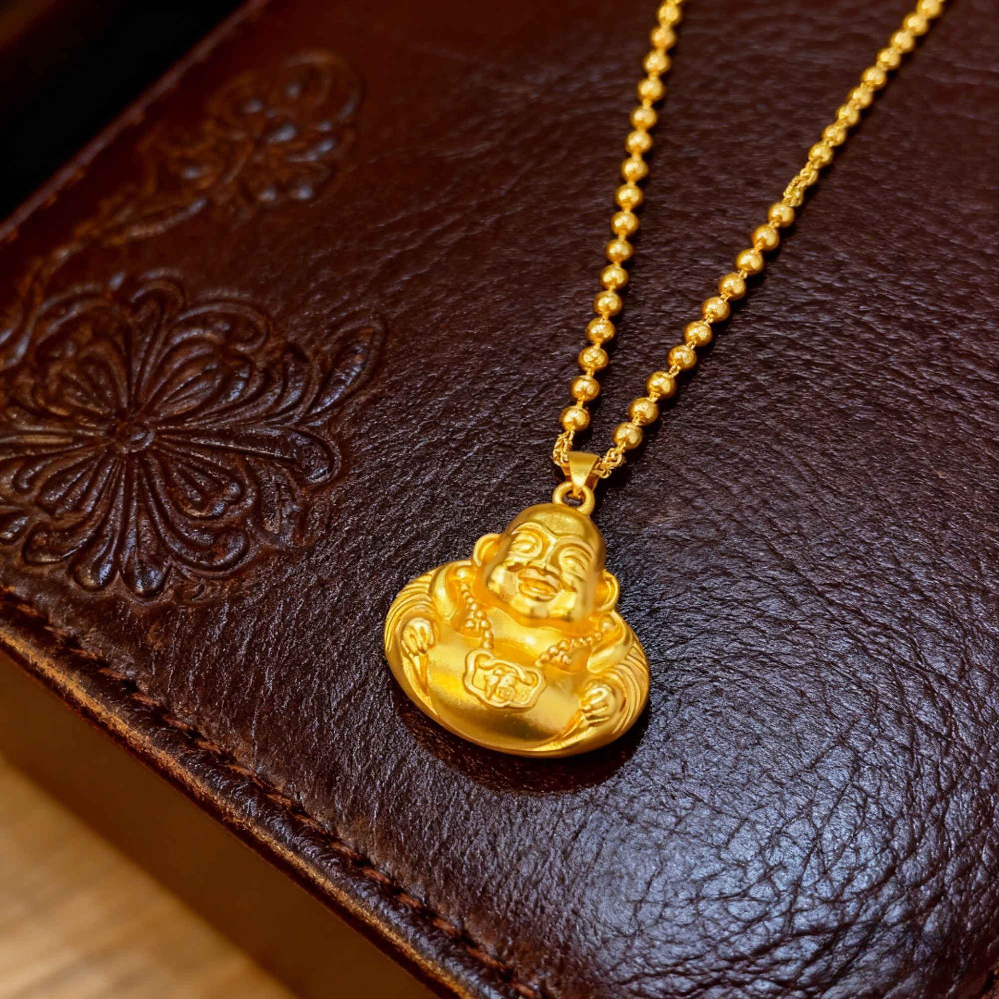 【YLY】G6 喜乐弥勒挂坠颈链国风福运设计 日常穿搭显雅致