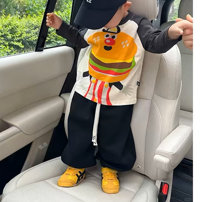 5057【心心眼】拼色休闲印花儿童长袖