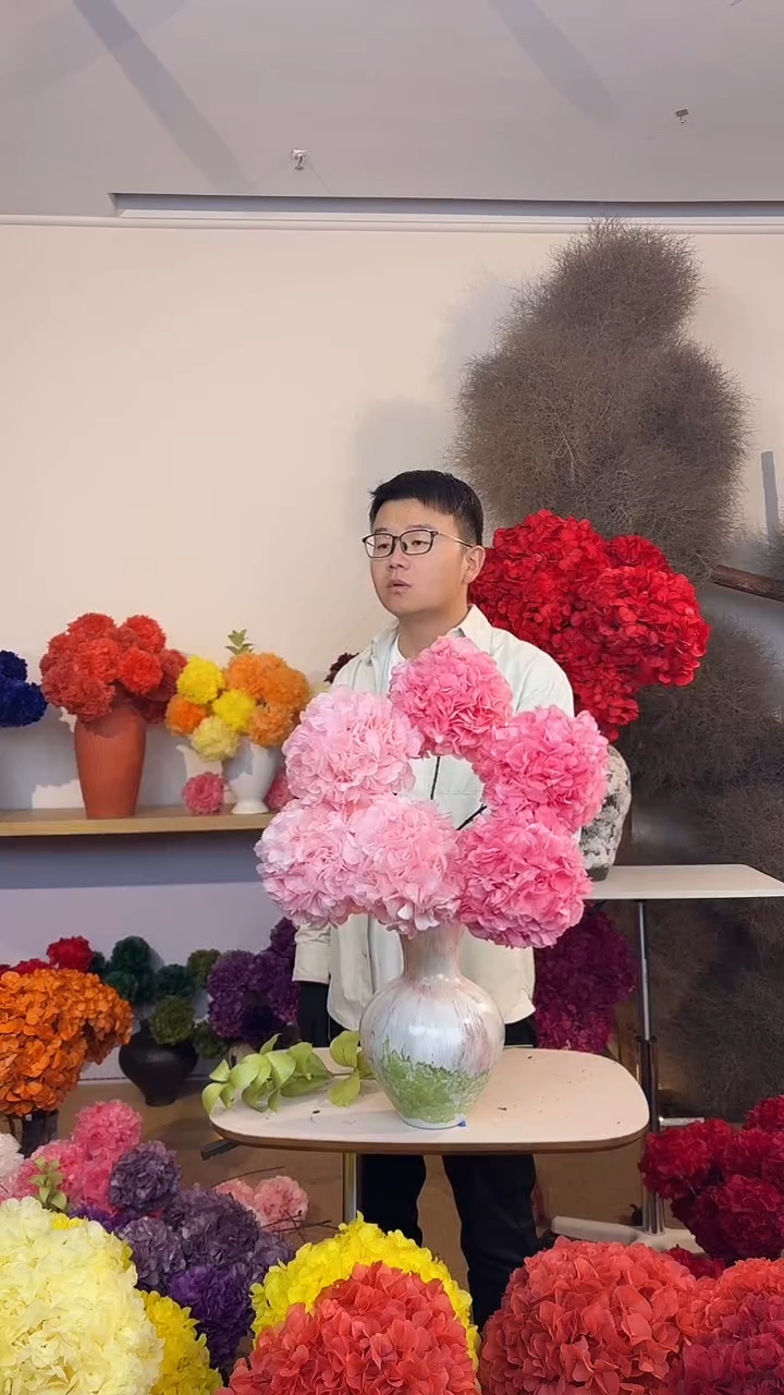 漂色永生绣球花球6枝—深粉3/浅粉3