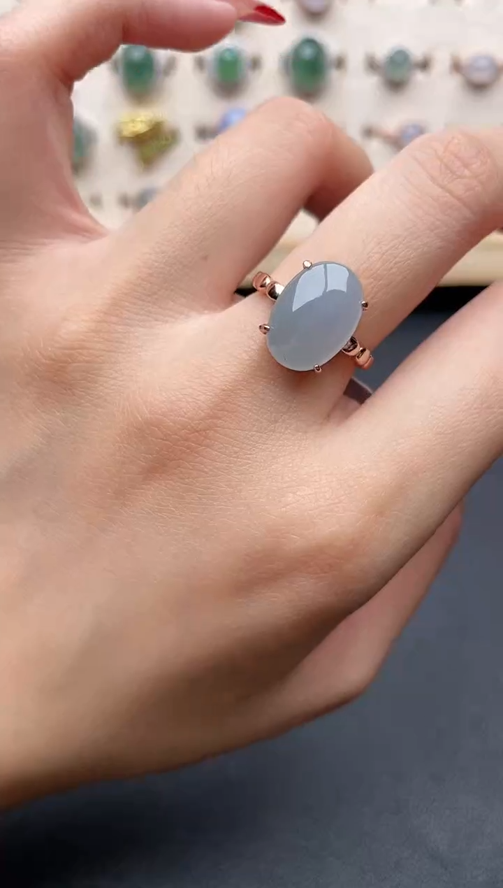 【闪购商品】翡翠戒指银S925镶嵌一物一证一礼盒