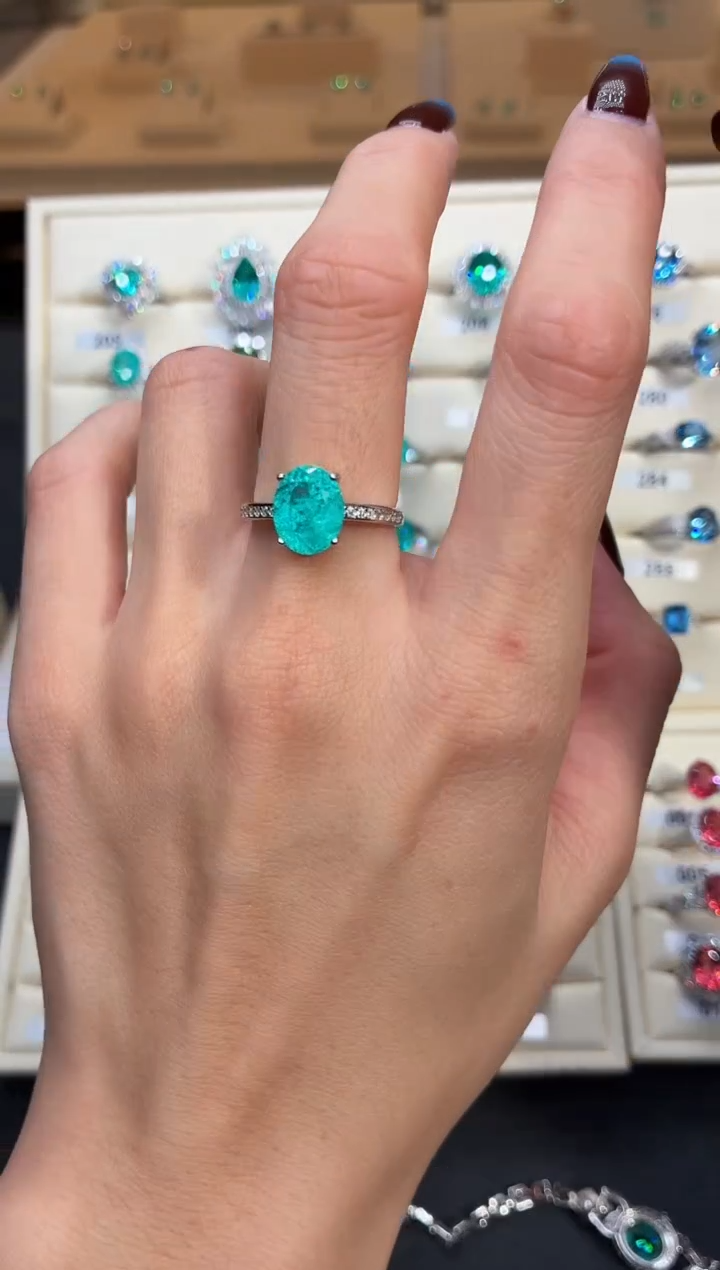 6ct碧玺（处理）无品牌 925银 轻奢感冰裂霓虹电光蓝系列