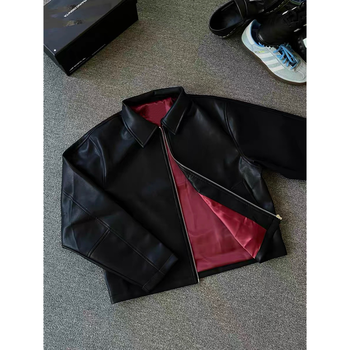 美式高街潮流剪裁拼接外套男秋季气质简约百搭休闲上衣