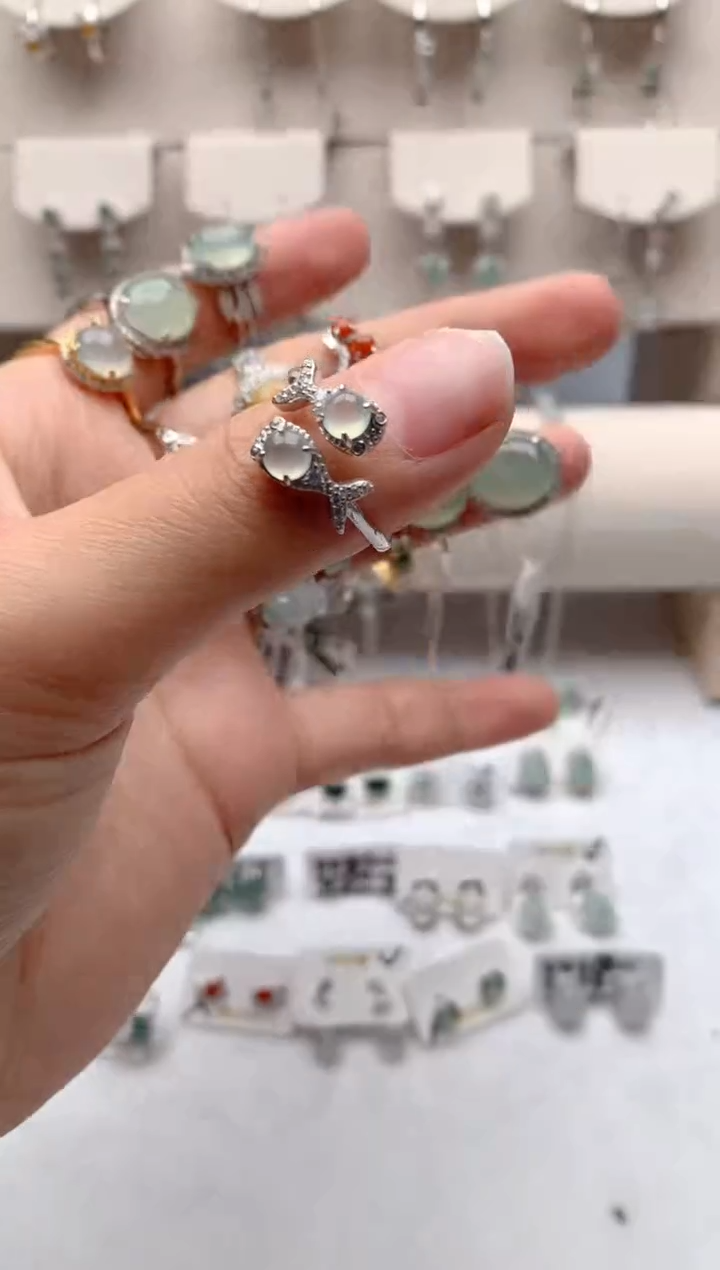 【闪购商品】翡翠戒指银S925镶嵌3号