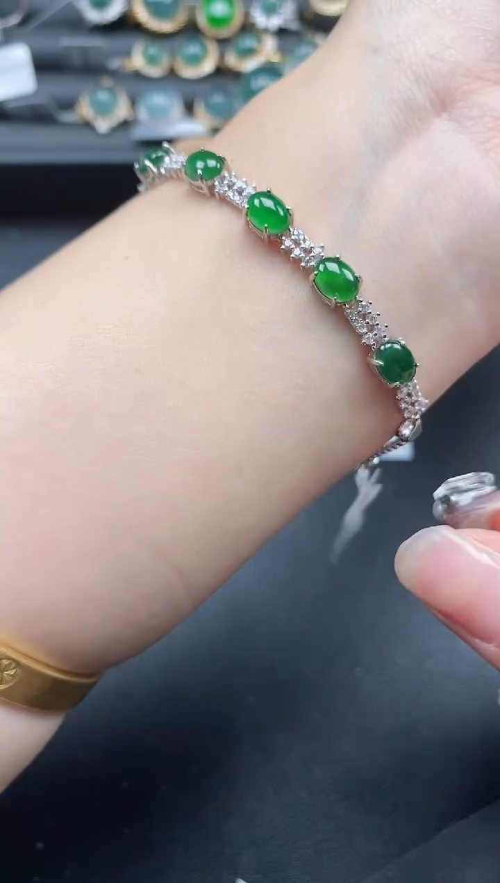 翡翠戒指银S925镶嵌5151-4