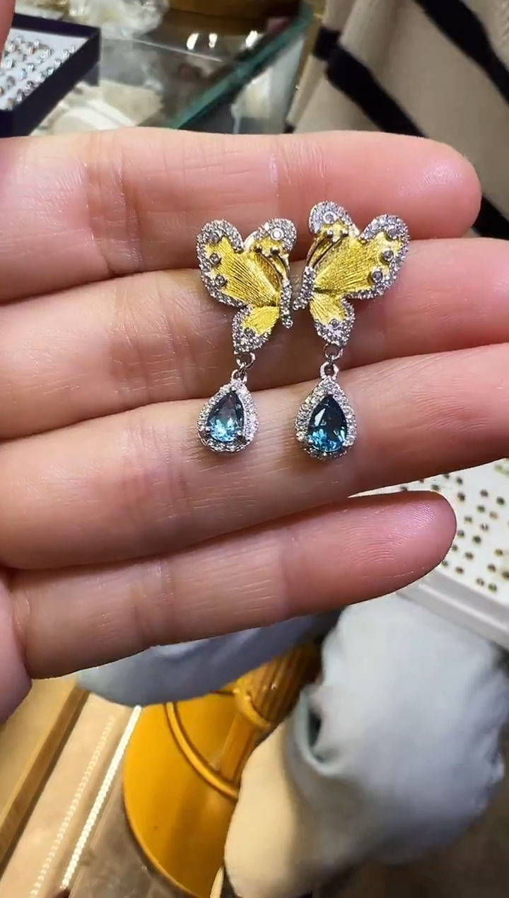 银S925镶嵌托帕石耳饰1206m037多样性发其一