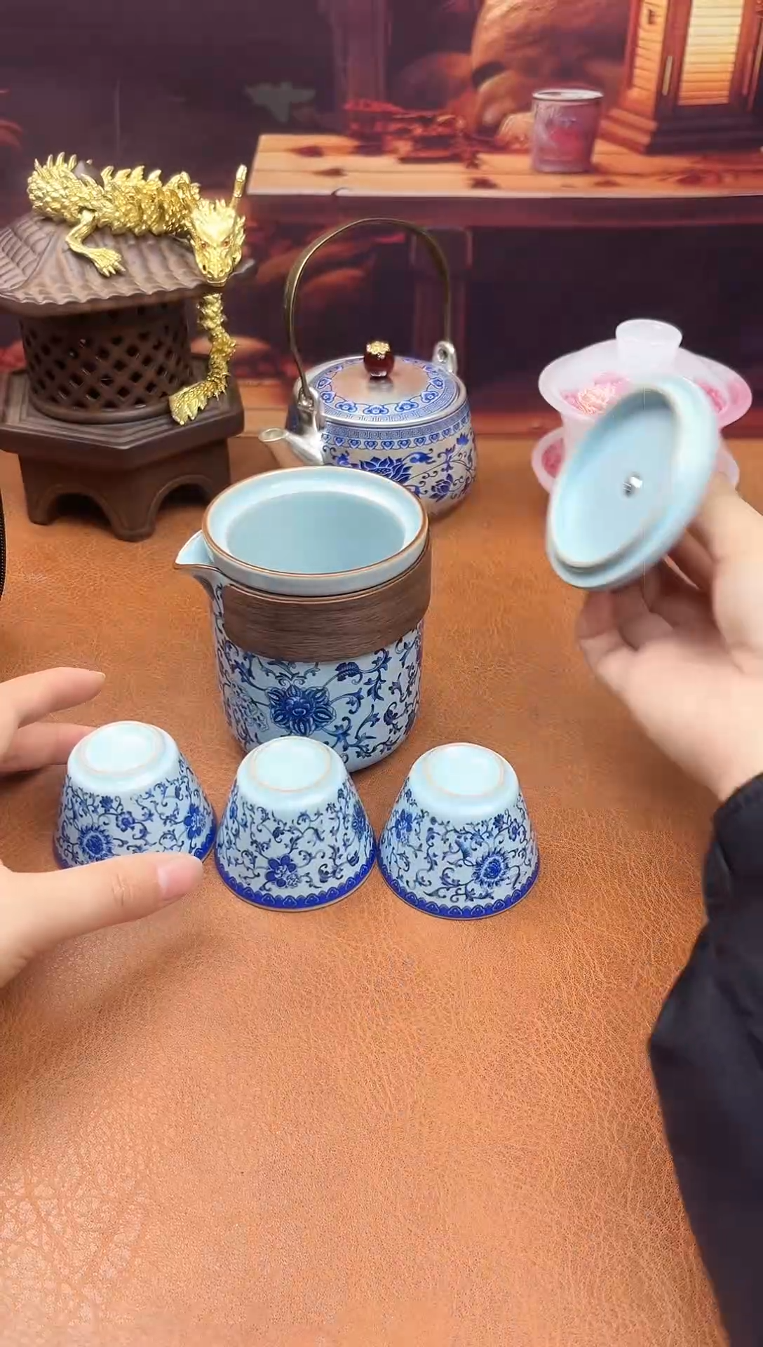 陶瓷茶具摆件旅行套组