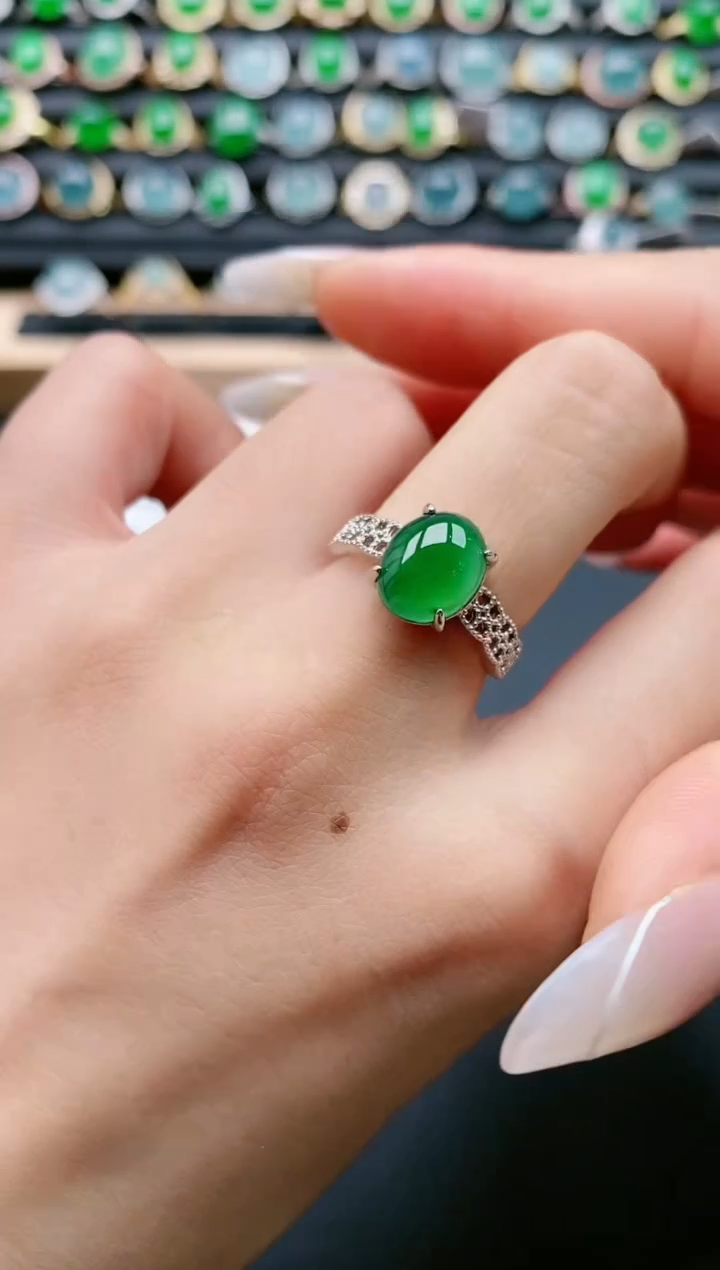 【闪购商品】翡翠戒指银S925镶嵌111111111