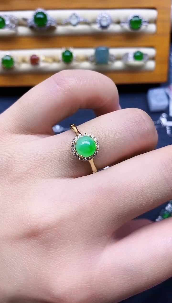 银S925镶嵌戒指翡翠1