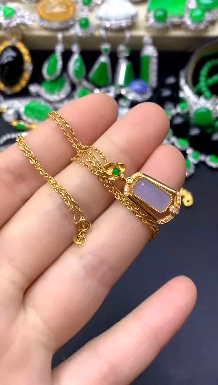 颈饰18K金镶嵌翡翠229-中国好珍宝