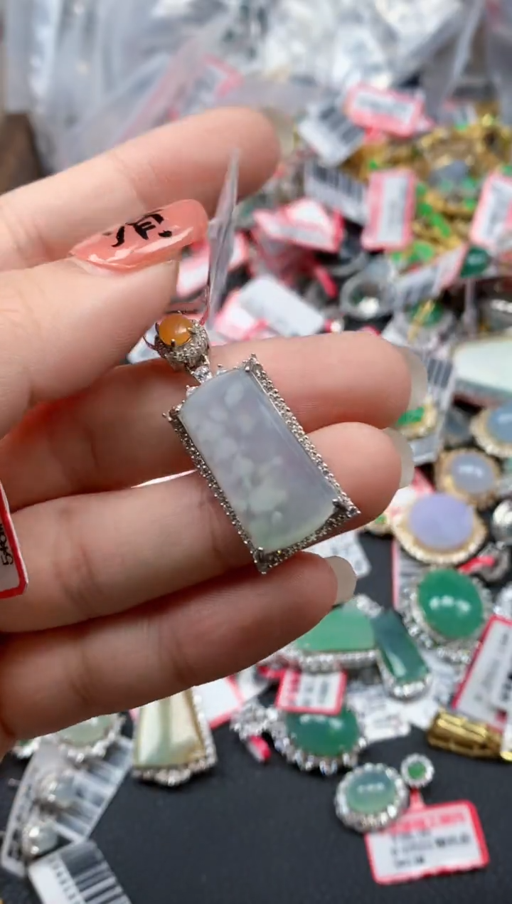 银S925镶嵌戒指翡翠天然A货缅甸翡翠