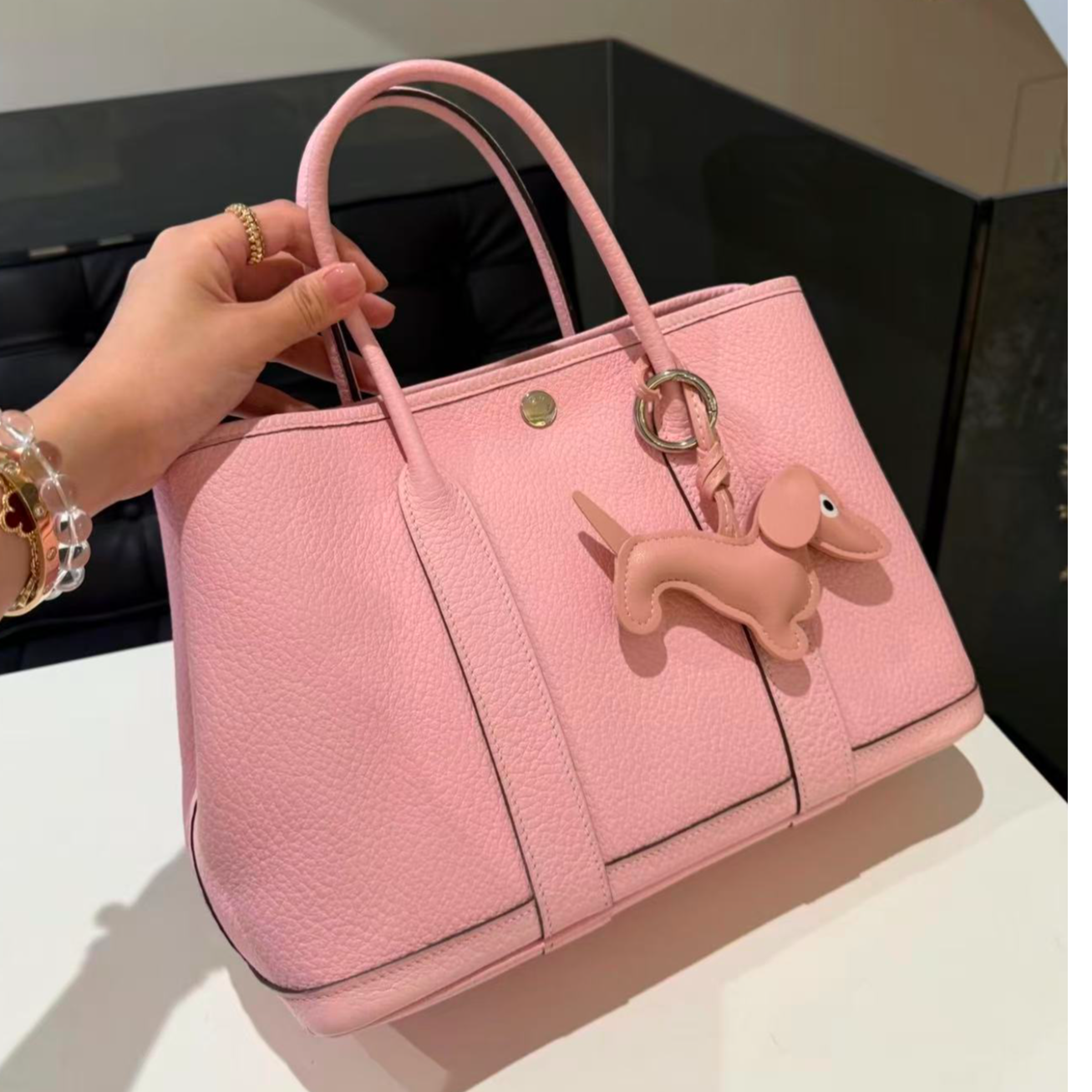 99新 Hermes/爱马仕 爱马仕花园30锦葵紫P单肩包9460002