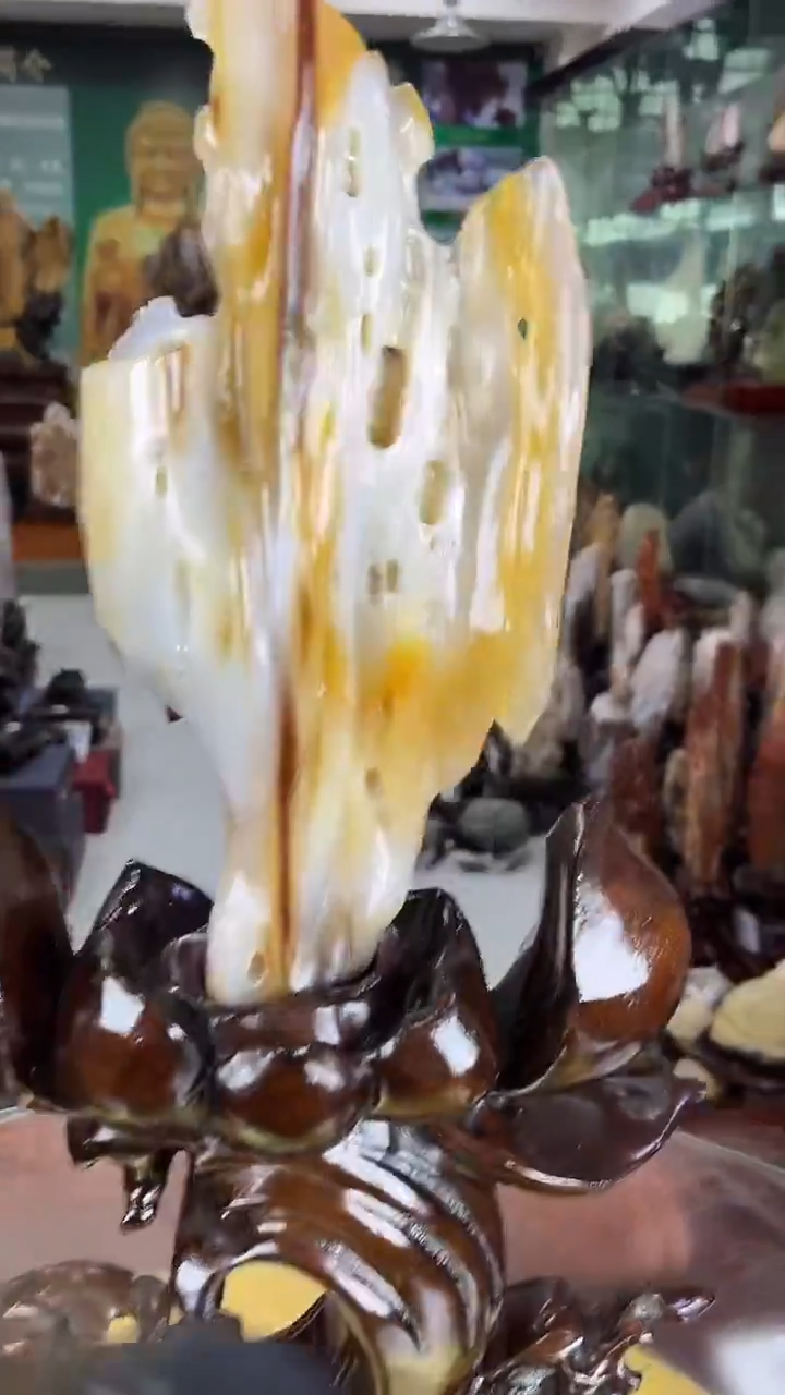 缅甸天然树化玉摆件