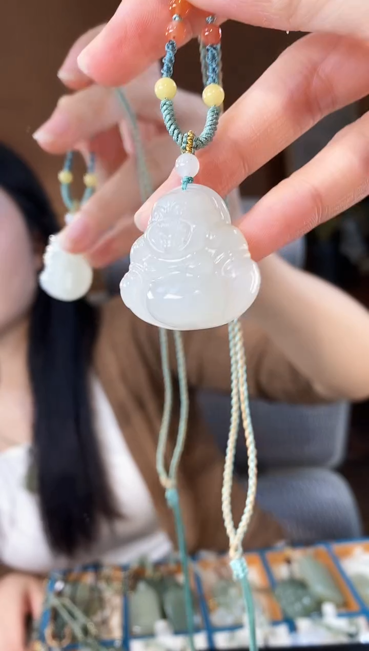 颈饰未镶嵌和田玉30MM白玉佛公和田玉项链