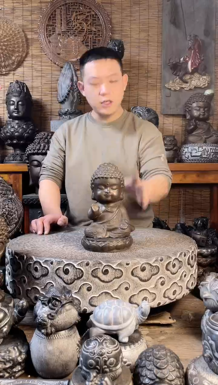 【闪购商品】20宝宝佛+莲花座天然青石雕刻