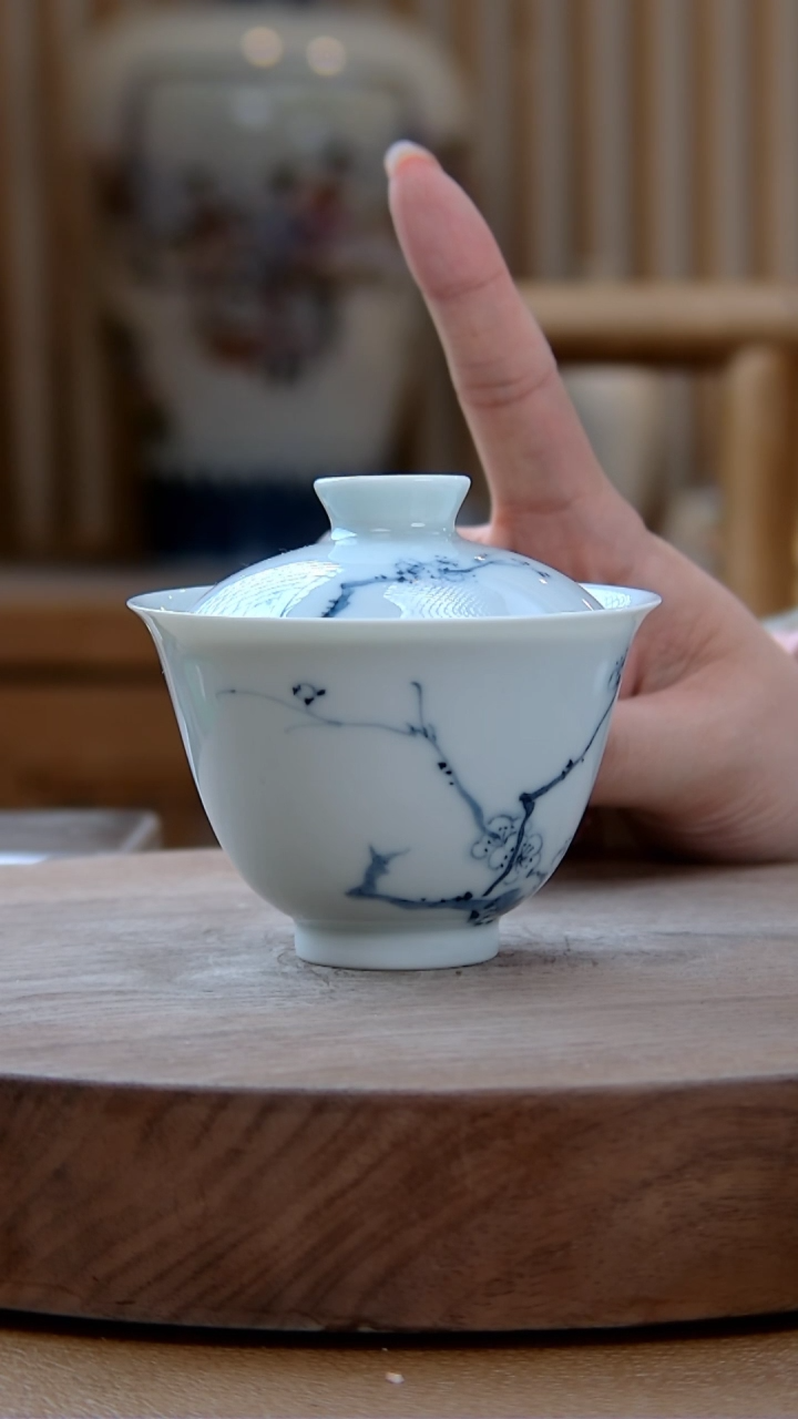 【闪购商品】翰文堂青花盖碗（梅）