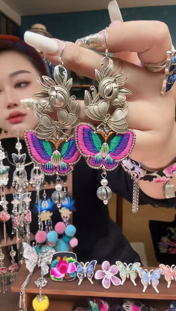 刺绣纯手工民族风刺绣耳环