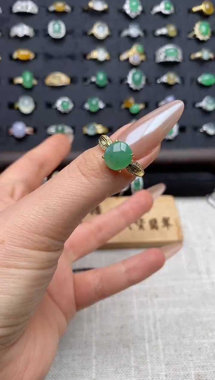 银S925镶嵌戒指翡翠.