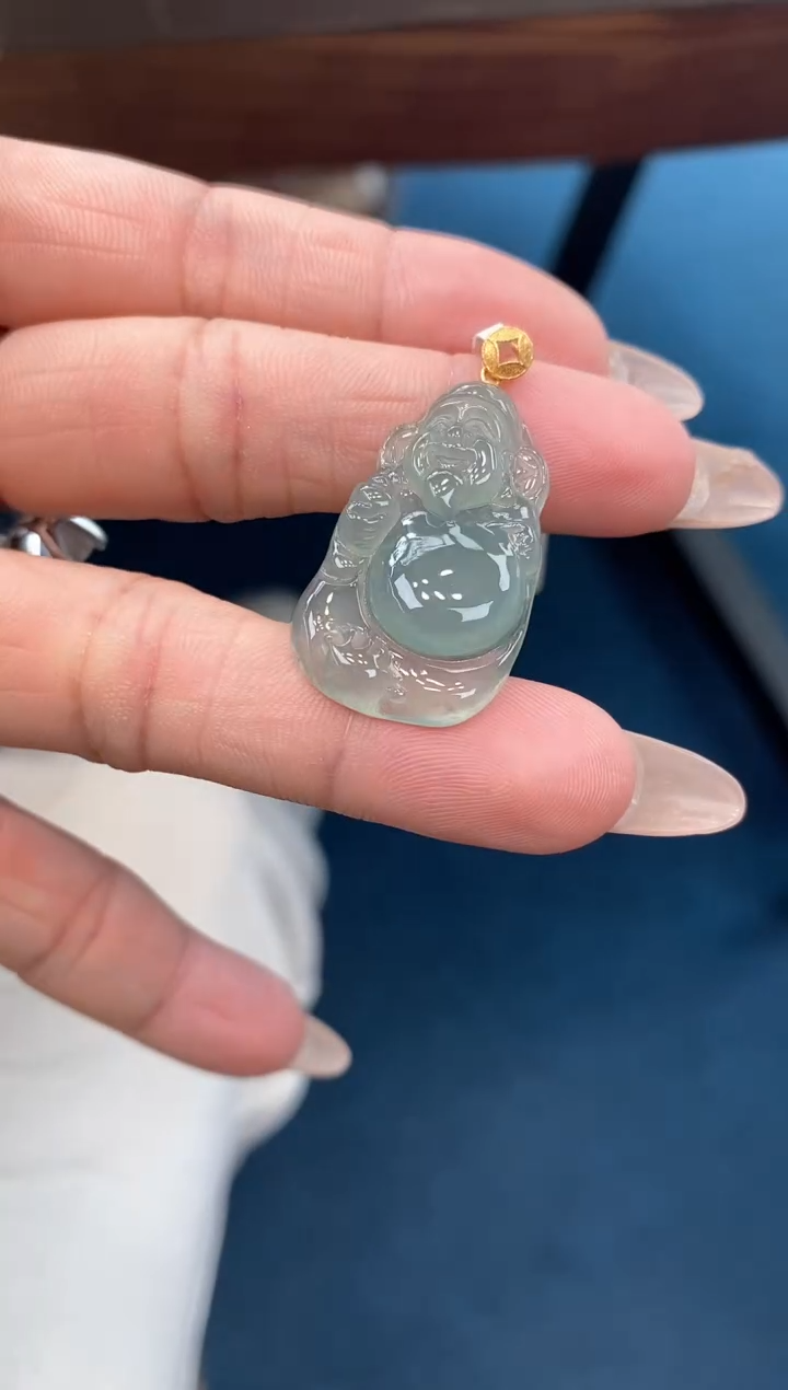 【闪购商品】翡翠颈饰18K金镶嵌财爷爷