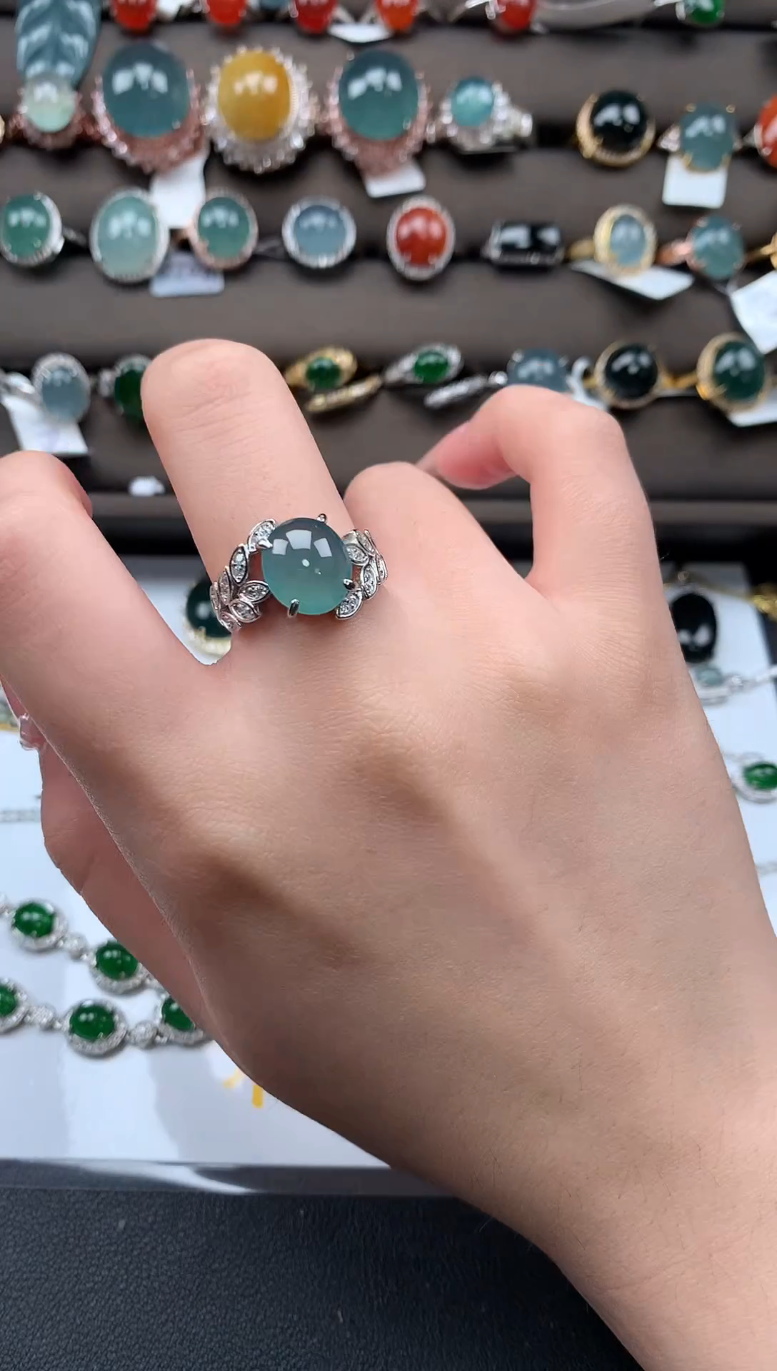 【闪购商品】翡翠戒指银S925镶嵌52141