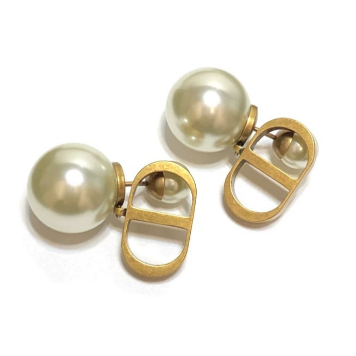 合金仿珍珠耳饰 【嘉嘉甄选】珍珠耳钉cd法式轻奢耳钉