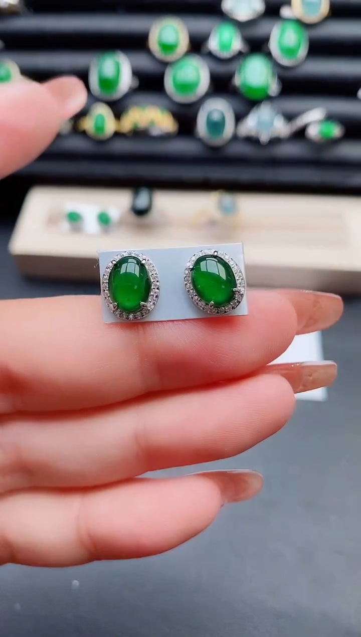【闪购商品】翡翠耳饰银S925镶嵌321321