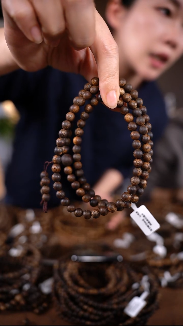 沉香手串鸿*【99沉】7mm棋楠沉香圆珠108多圈手串